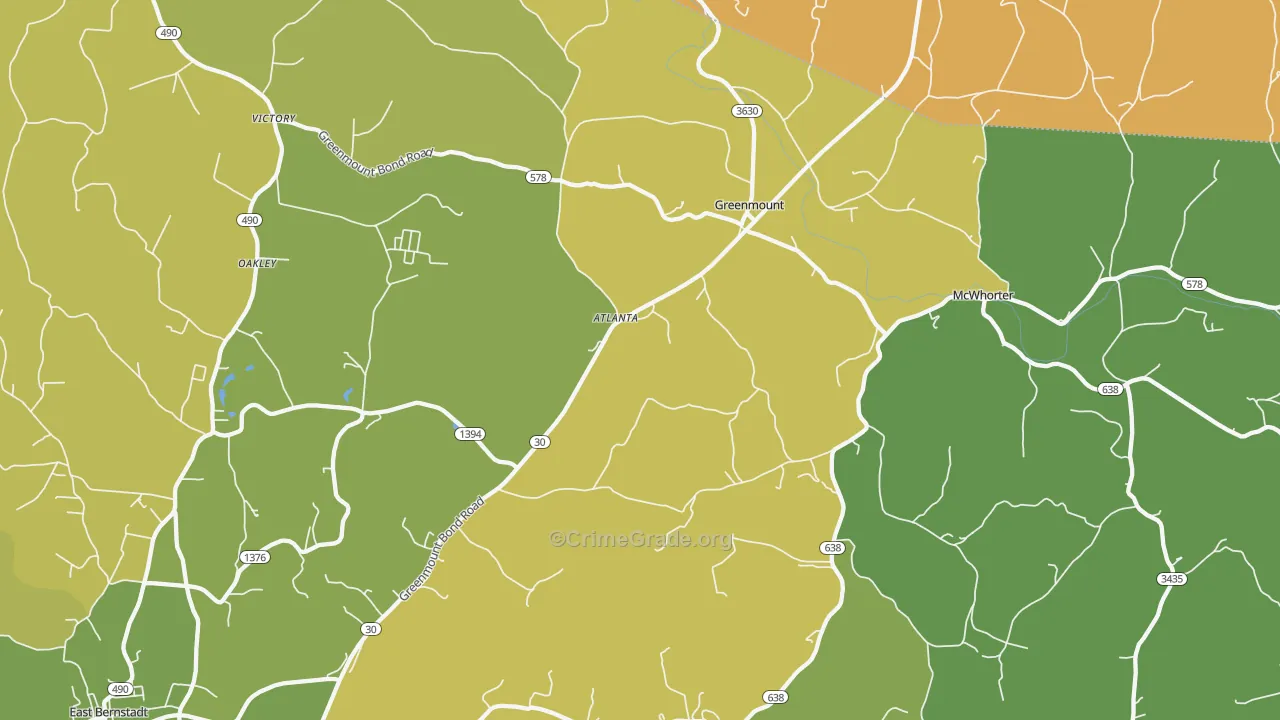 Greenmount, KY Map of Vehicle Theft Rates