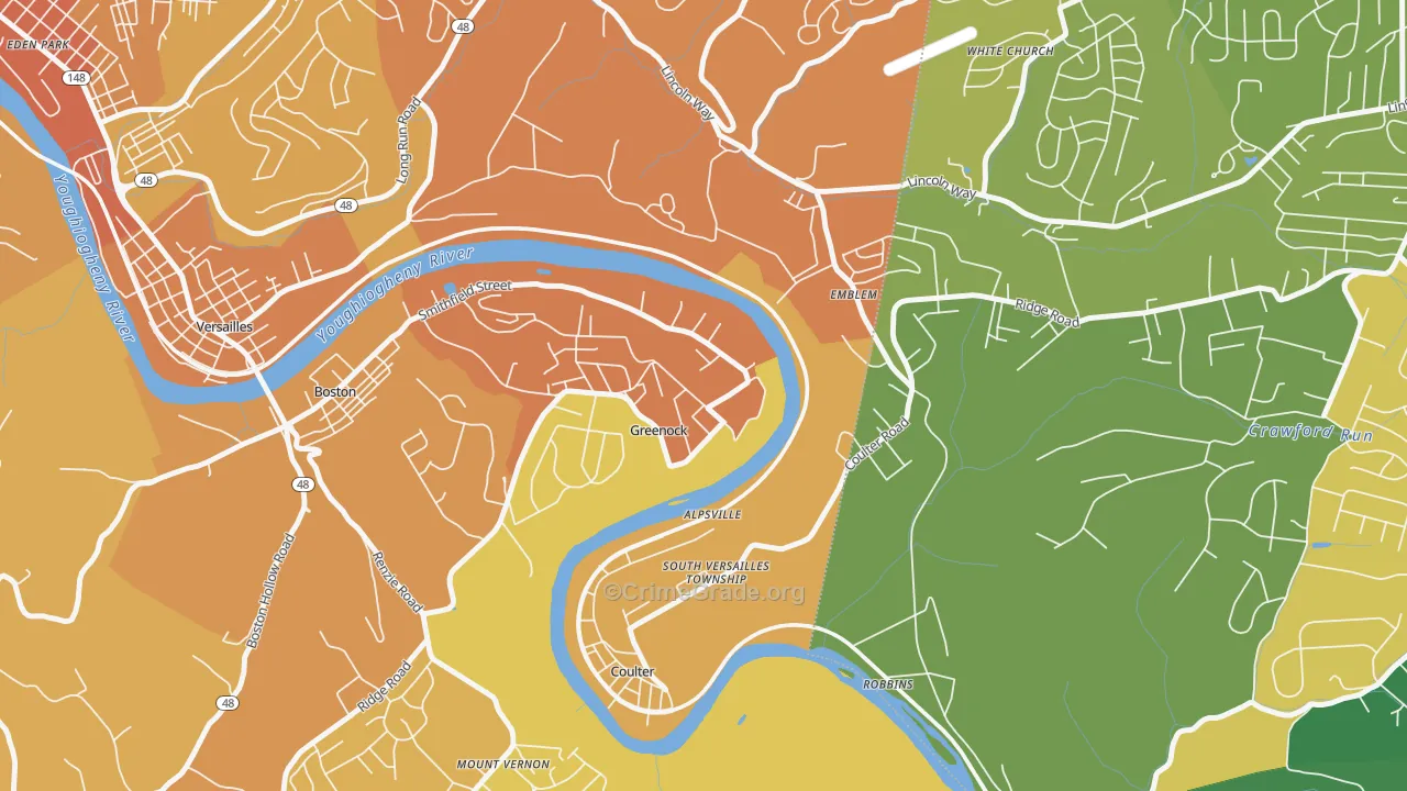 Greenock, PA Map of Vehicle Theft Rates