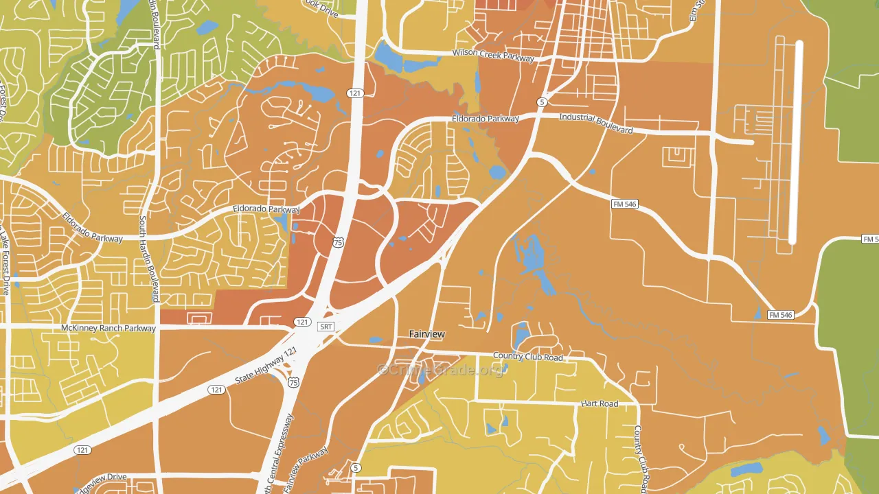 Greens of McKinney, McKinney, TX Map of Vehicle Theft Rates