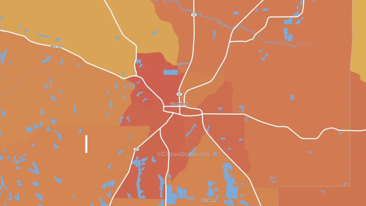 Greensboro, AL Map of Vehicle Theft Rates