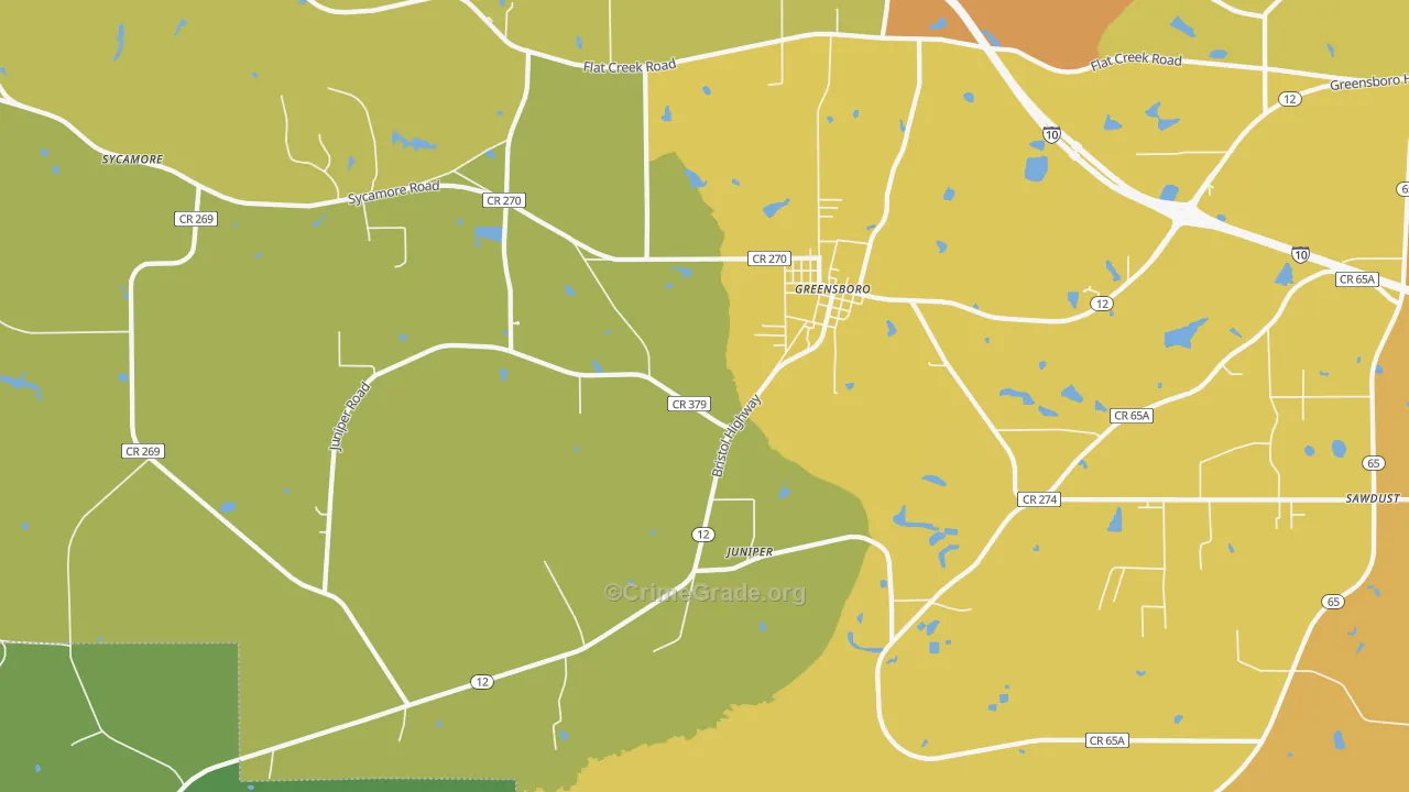 Greensboro, FL Map of Vehicle Theft Rates