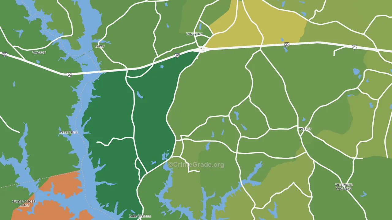 Greensboro, GA Map of Vehicle Theft Rates