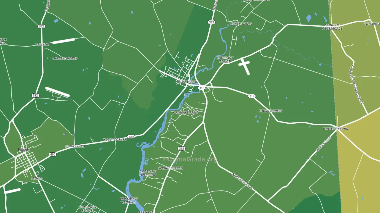 Greensboro, MD Map of Vehicle Theft Rates