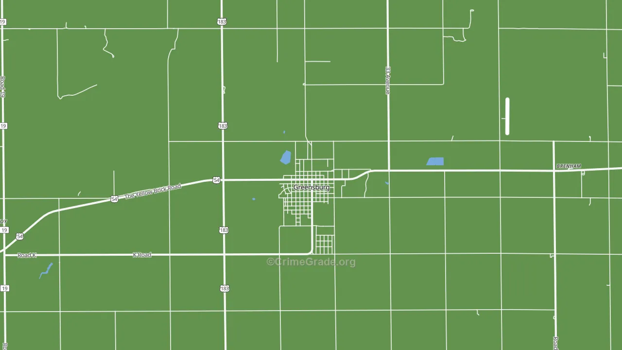 Greensburg, KS Map of Vehicle Theft Rates