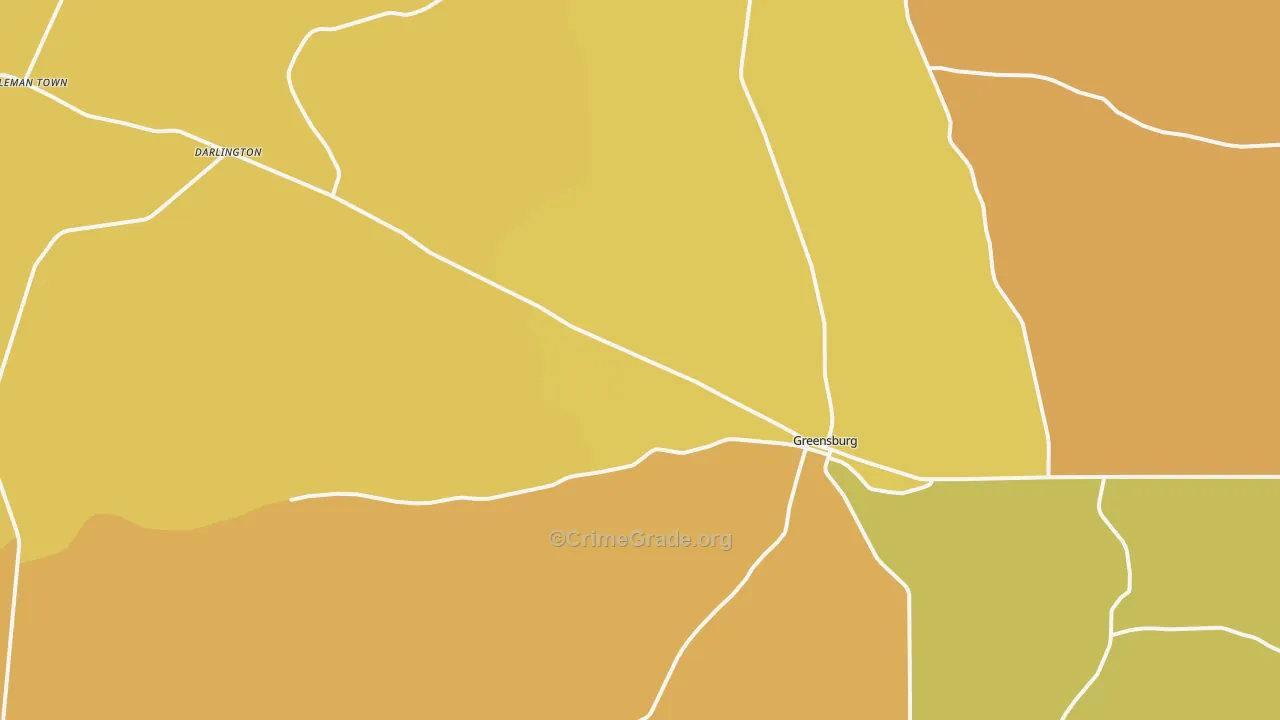 Greensburg, LA Map of Vehicle Theft Rates
