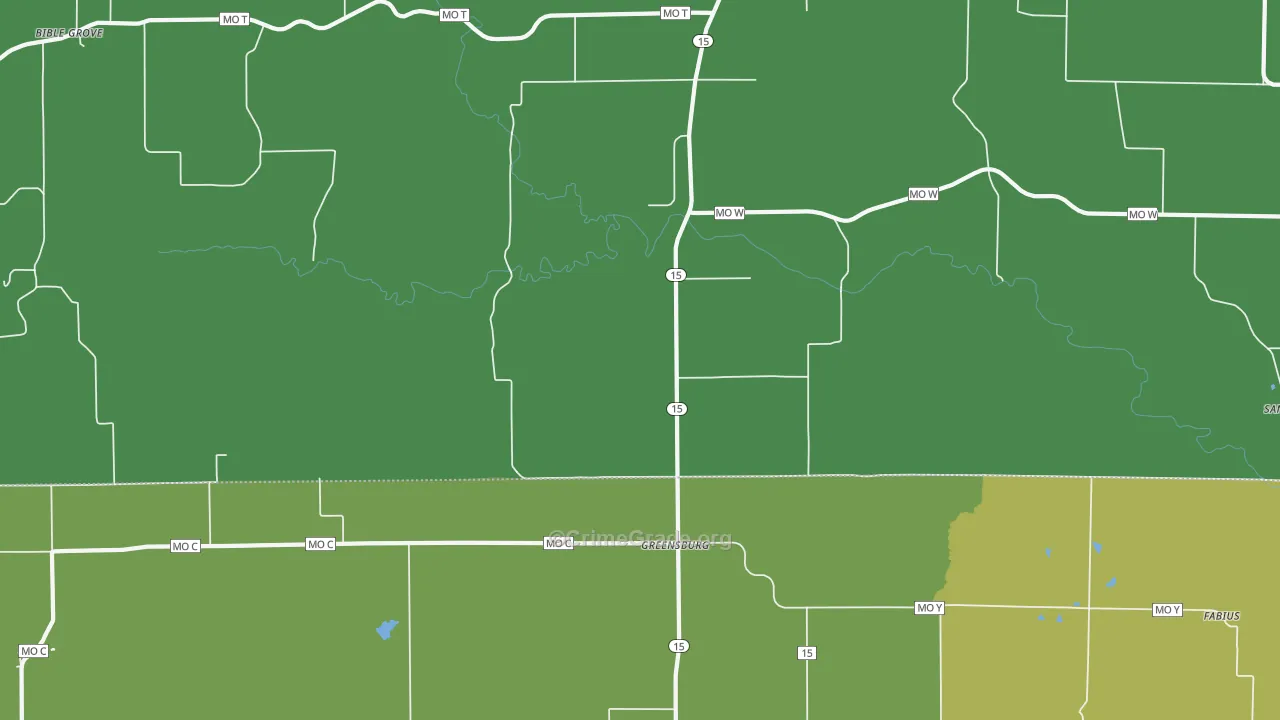 Greensburg, MO Map of Vehicle Theft Rates