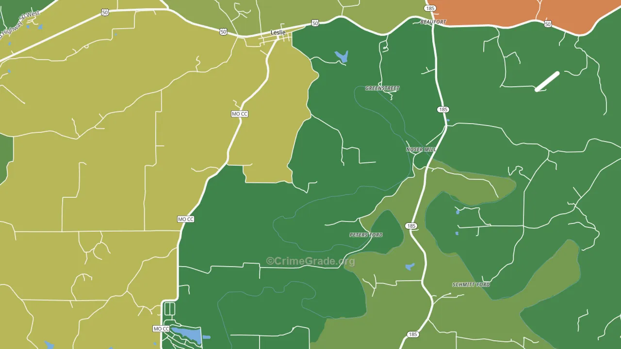 Greenstreet, MO Map of Vehicle Theft Rates