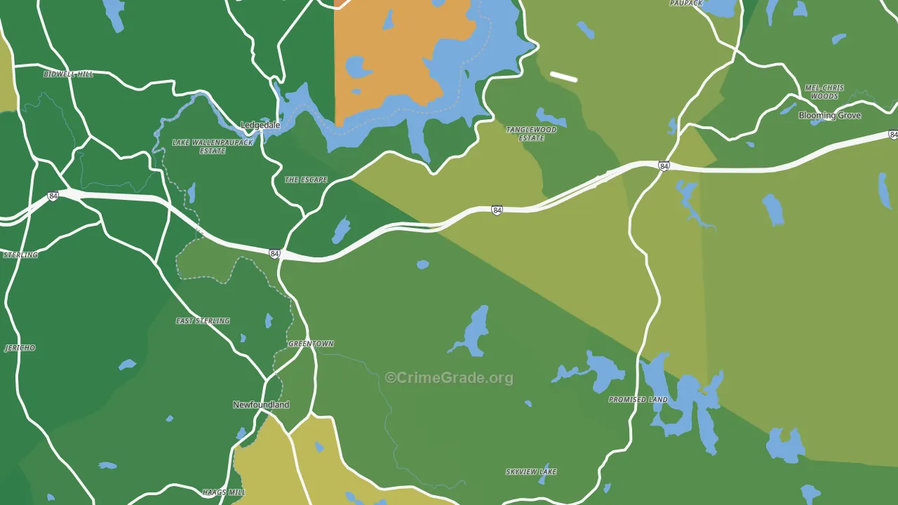 Greentown, PA Map of Vehicle Theft Rates
