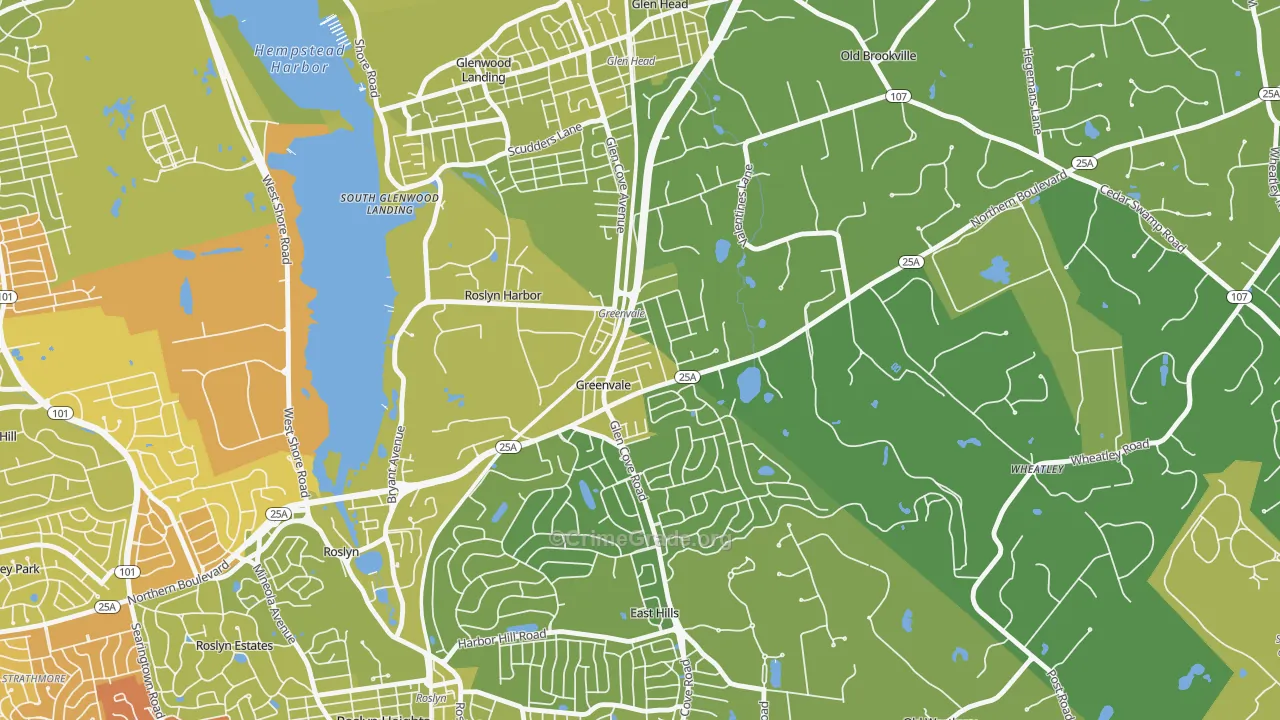 Greenvale, NY Map of Vehicle Theft Rates
