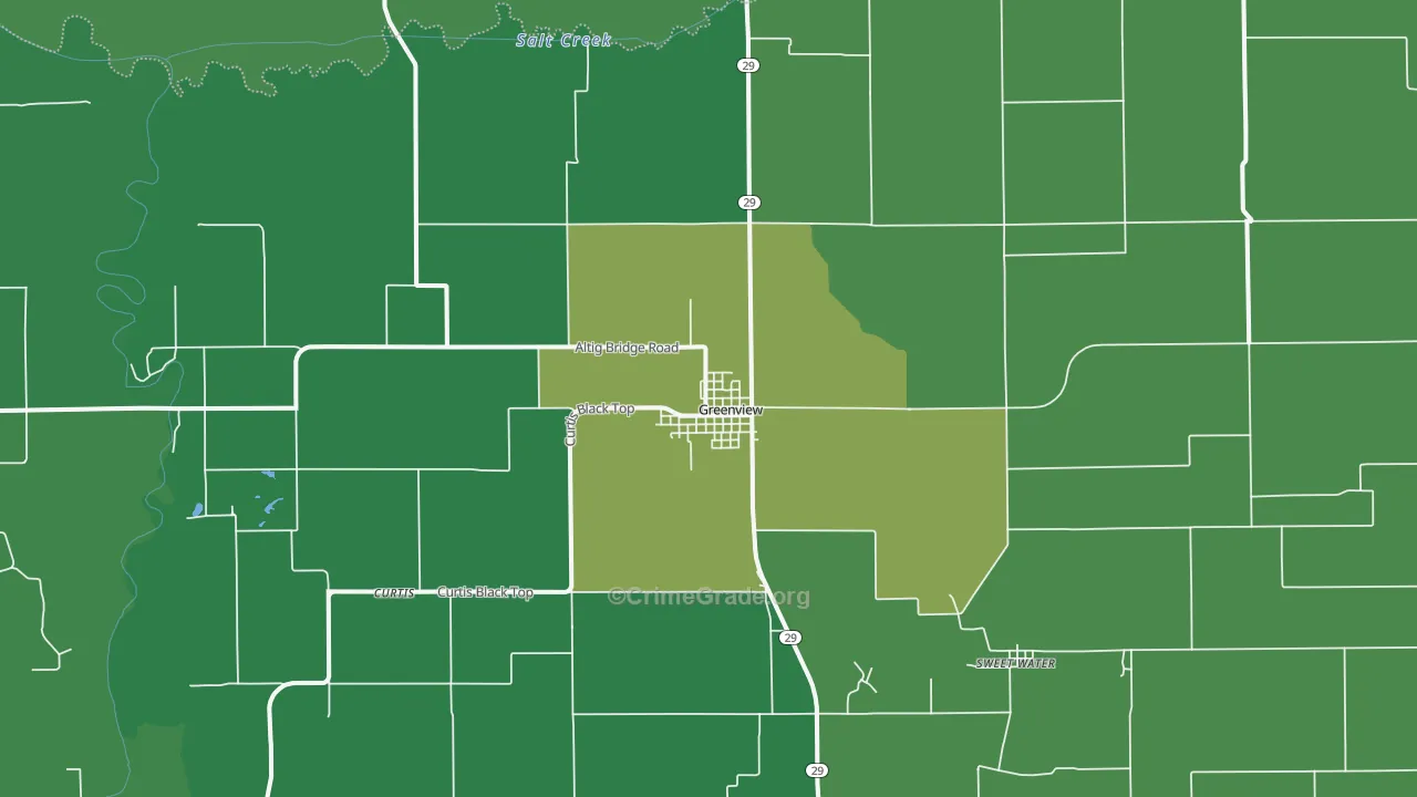 Greenview, IL Map of Vehicle Theft Rates