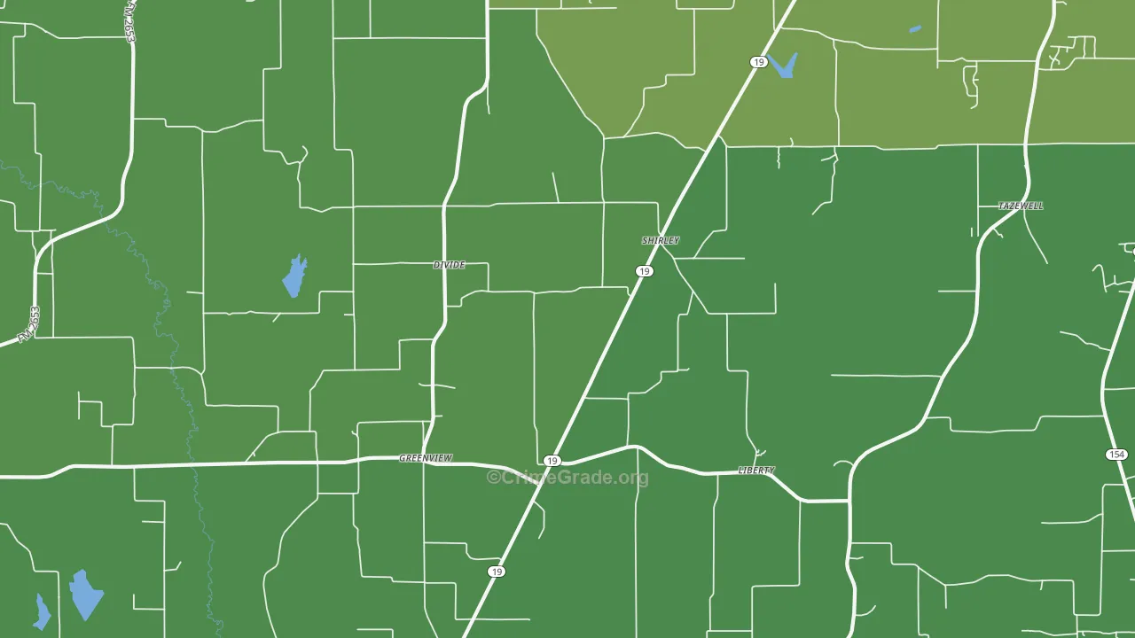 Greenview, TX Map of Vehicle Theft Rates