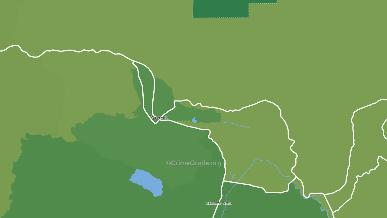 Greenville, CA Map of Vehicle Theft Rates
