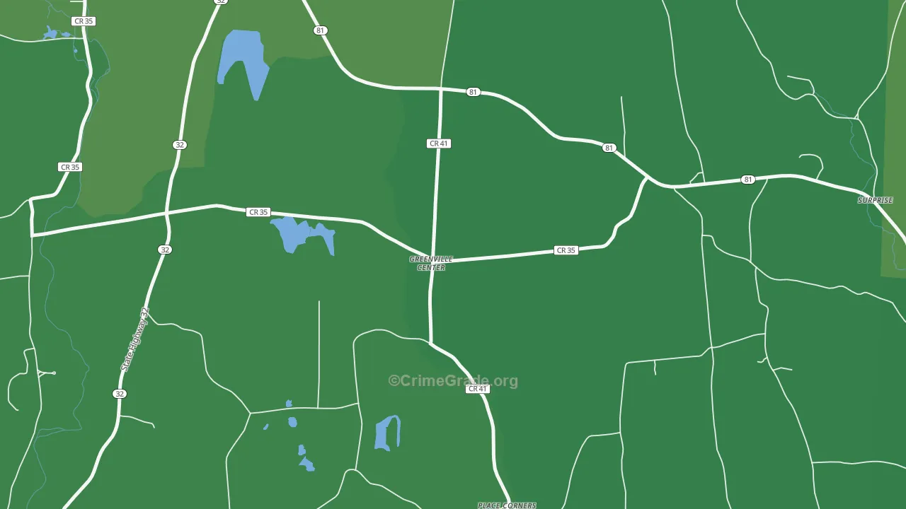 Greenville Center, NY Map of Vehicle Theft Rates