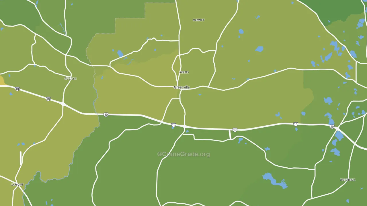 Greenville, FL Map of Vehicle Theft Rates