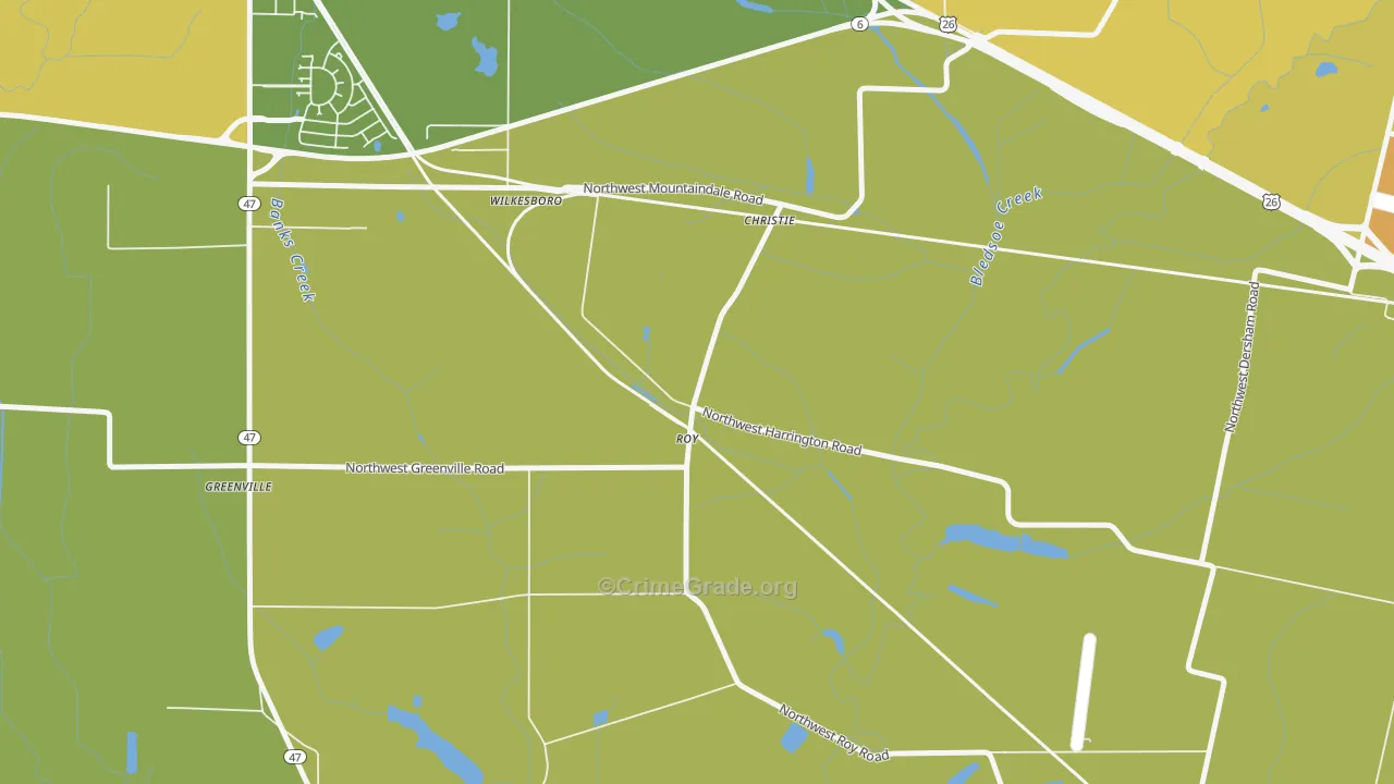 Greenville, OR Map of Vehicle Theft Rates