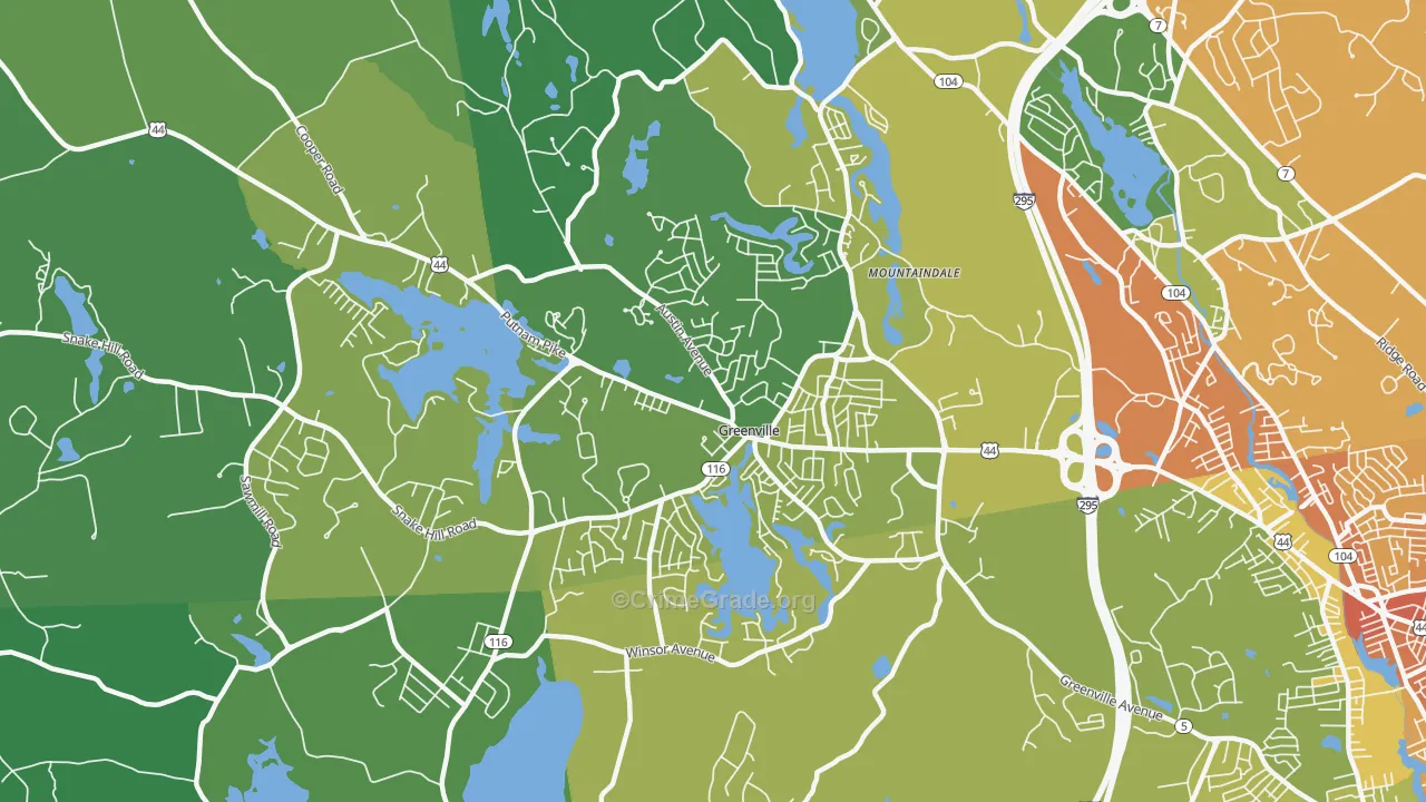 Greenville, RI Map of Vehicle Theft Rates