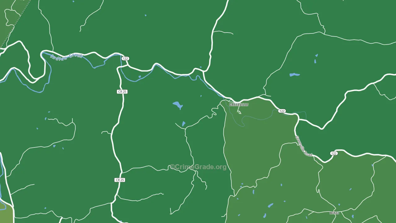 Greenville, WV Map of Vehicle Theft Rates