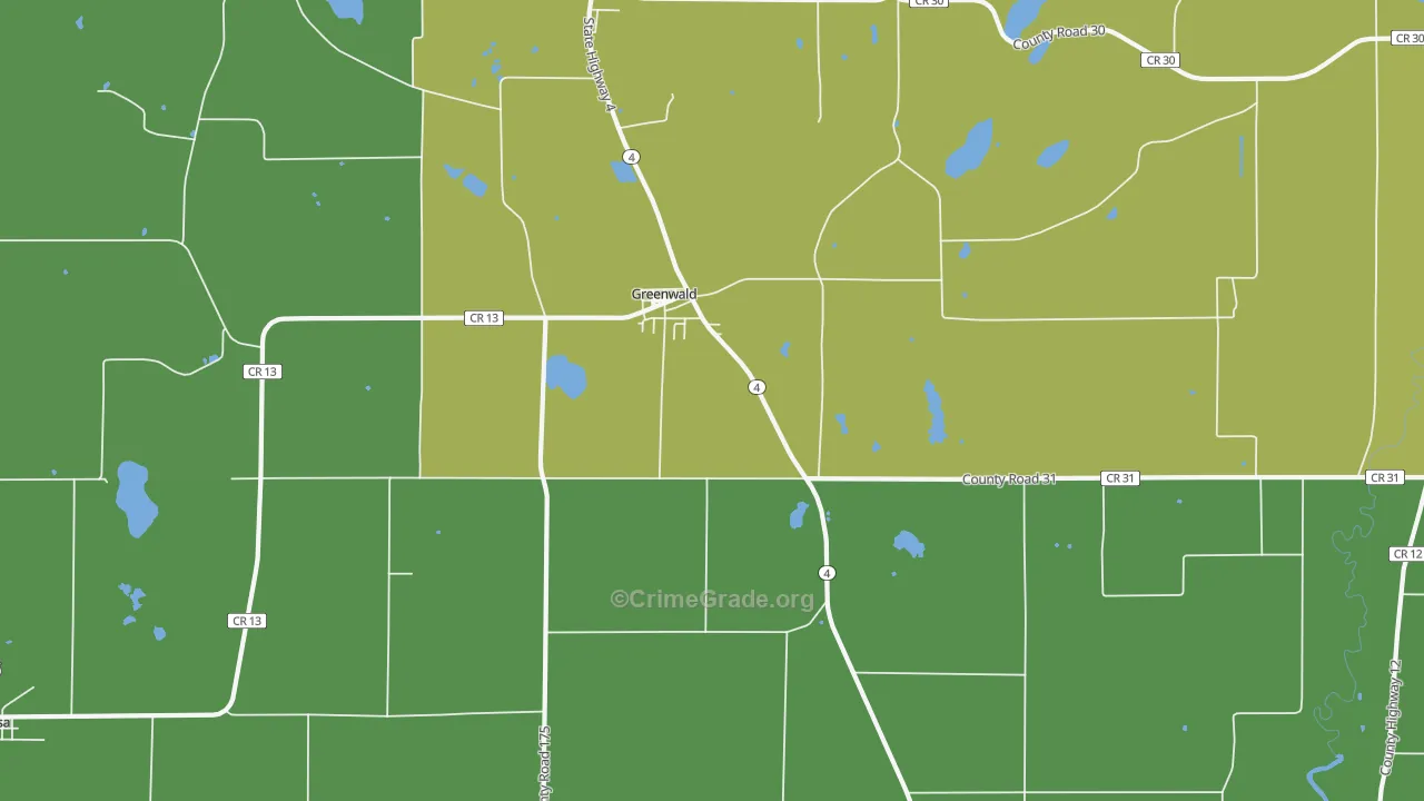 Greenwald, MN Map of Vehicle Theft Rates