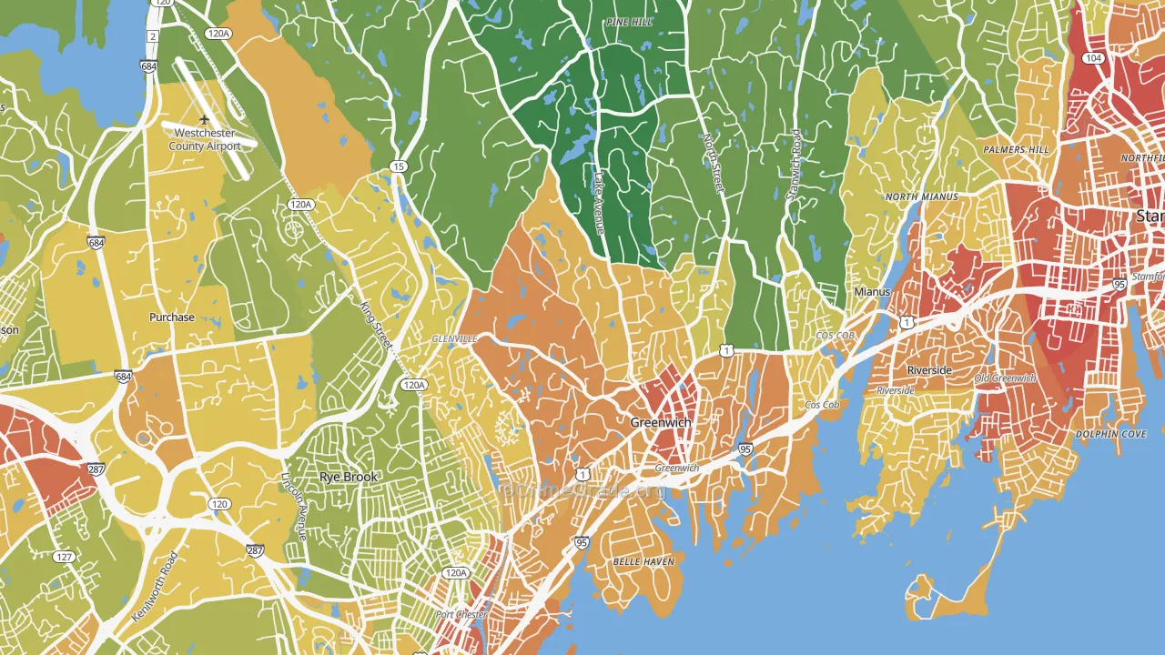 Greenwich, CT Map of Vehicle Theft Rates