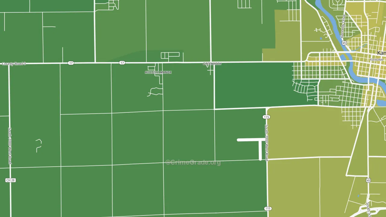 Greenwich, IL Map of Vehicle Theft Rates