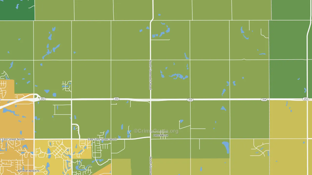 Greenwich, KS Map of Vehicle Theft Rates