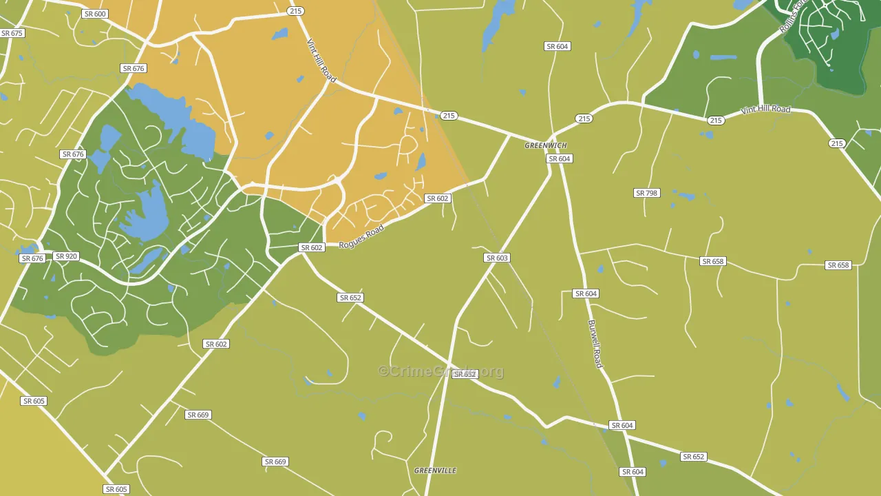 Greenwich, VA Map of Vehicle Theft Rates