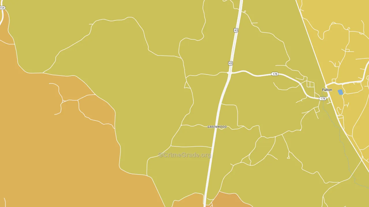 Greenwood, AL Map of Vehicle Theft Rates