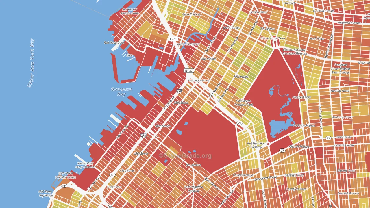 Greenwood, Brooklyn, NY Map of Vehicle Theft Rates