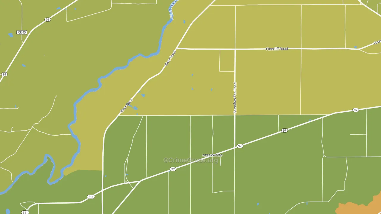 Greenwood, GA Map of Vehicle Theft Rates