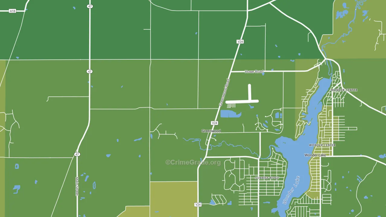 Greenwood, IL Map of Vehicle Theft Rates