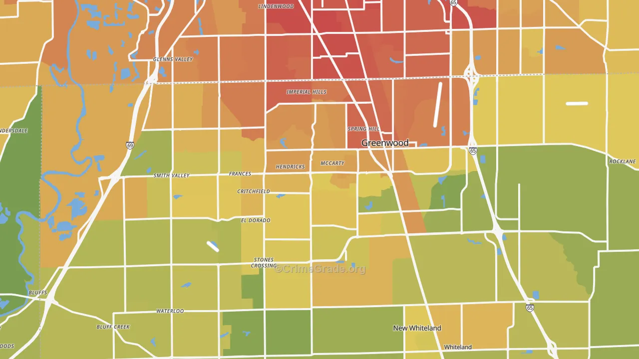 Greenwood, IN Map of Vehicle Theft Rates