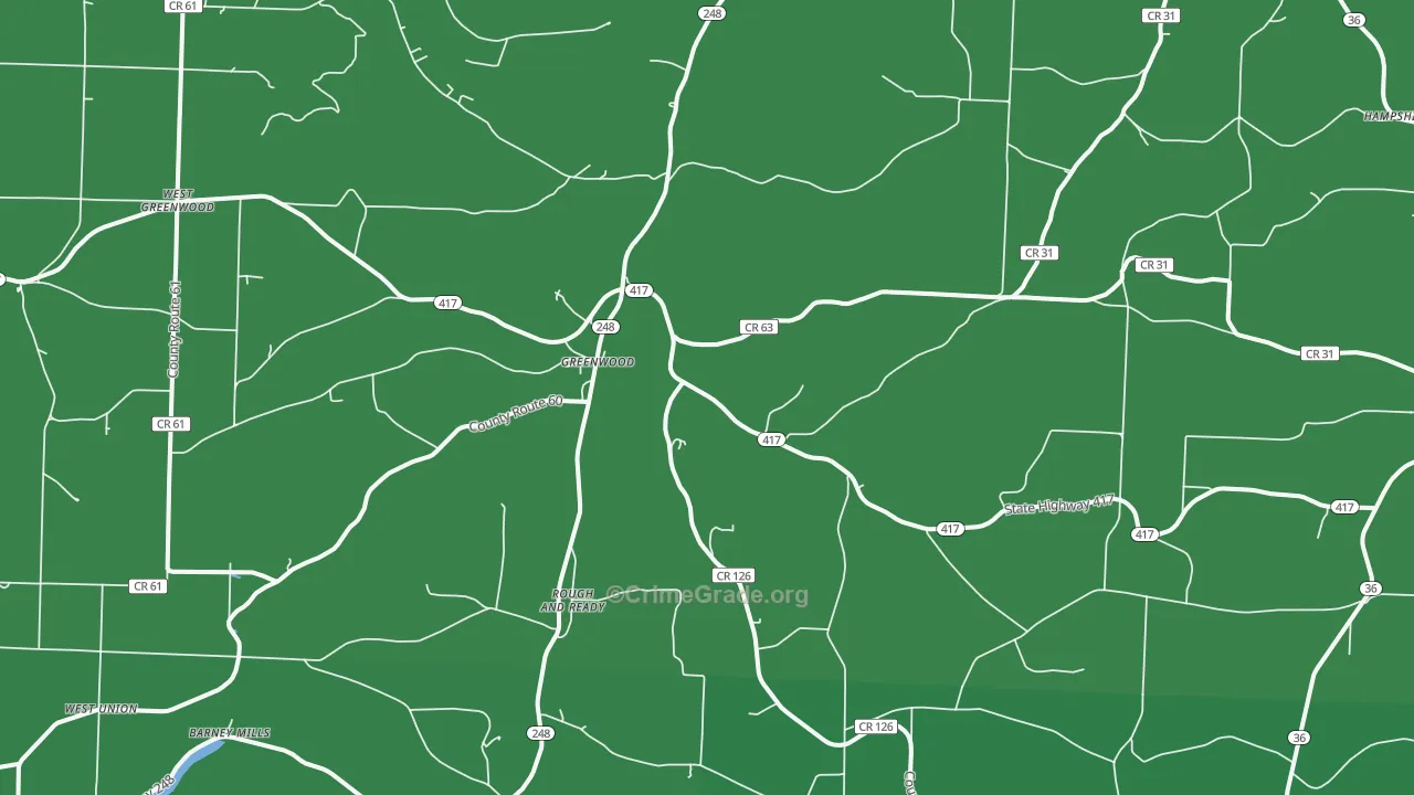 Greenwood, NY Map of Vehicle Theft Rates