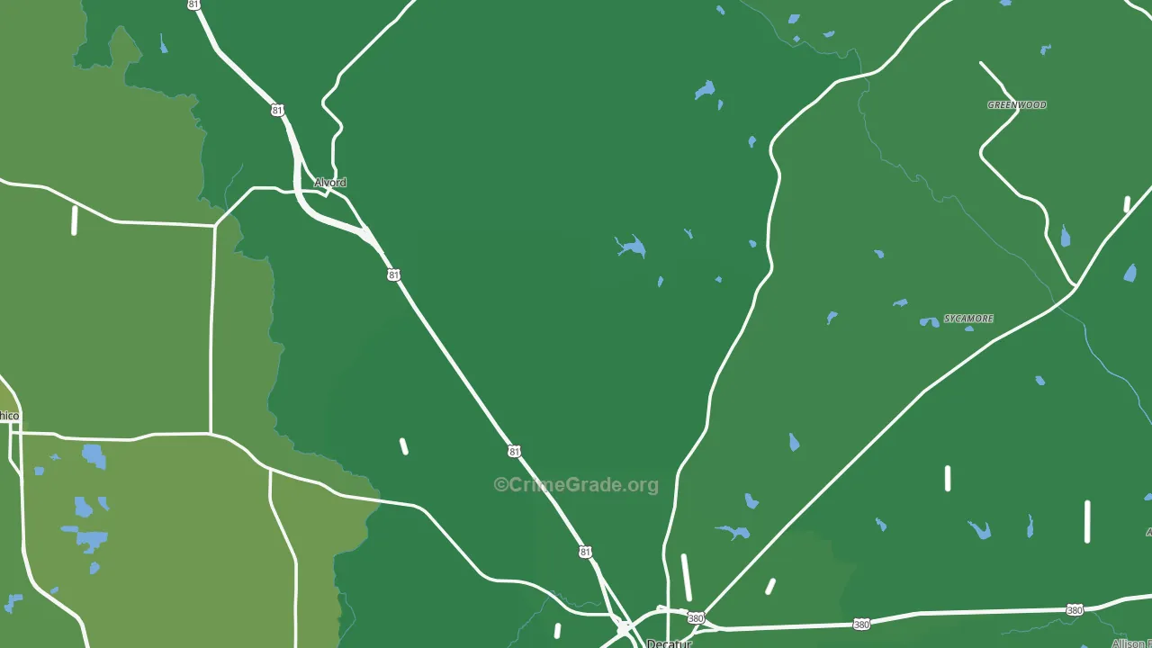Greenwood, TX Map of Vehicle Theft Rates