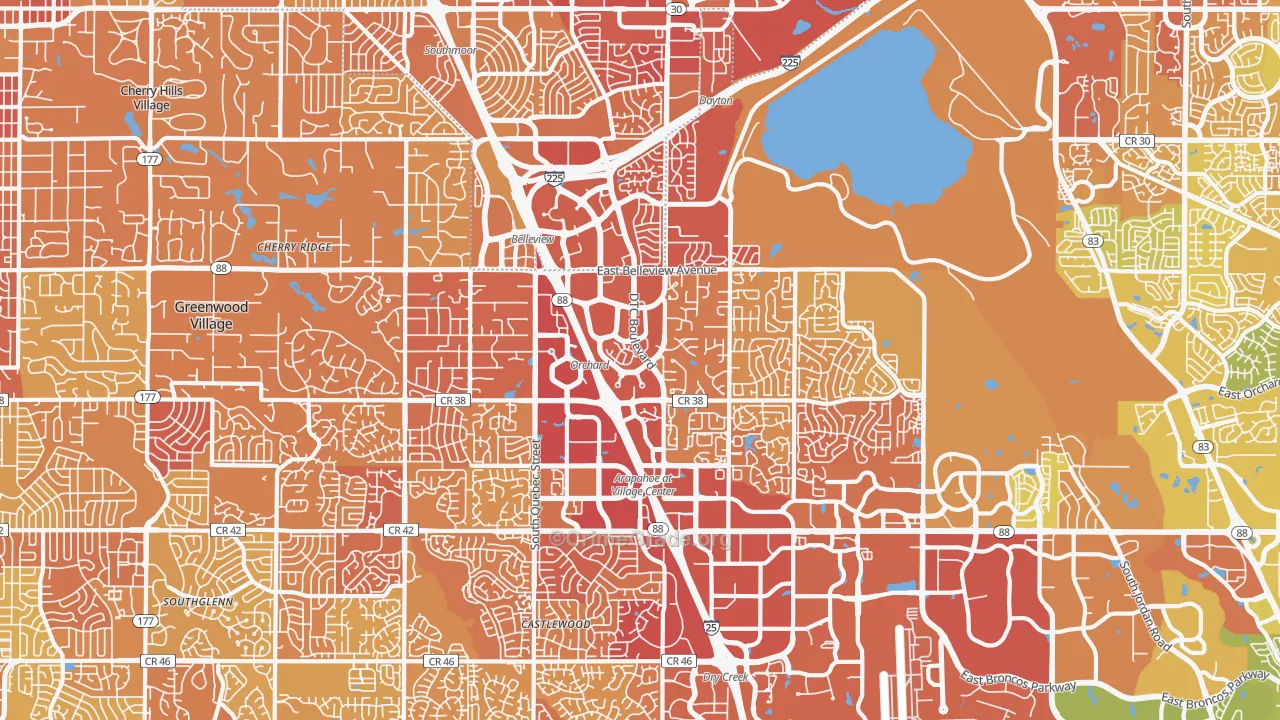Greenwood Village, CO Map of Vehicle Theft Rates