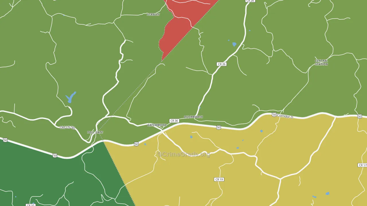 Greenwood, WV Map of Vehicle Theft Rates