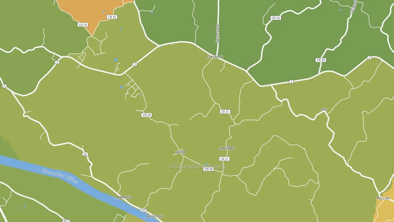 Greer, WV Map of Vehicle Theft Rates