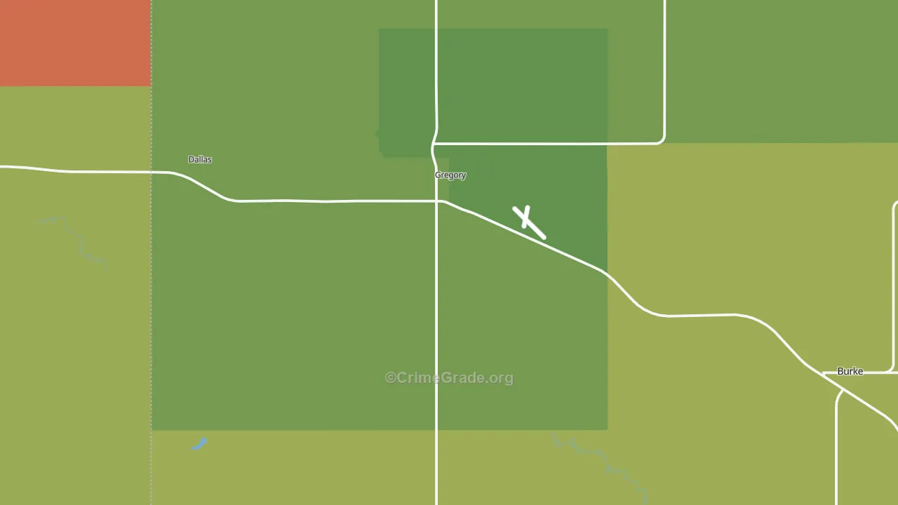 Gregory, SD Map of Vehicle Theft Rates