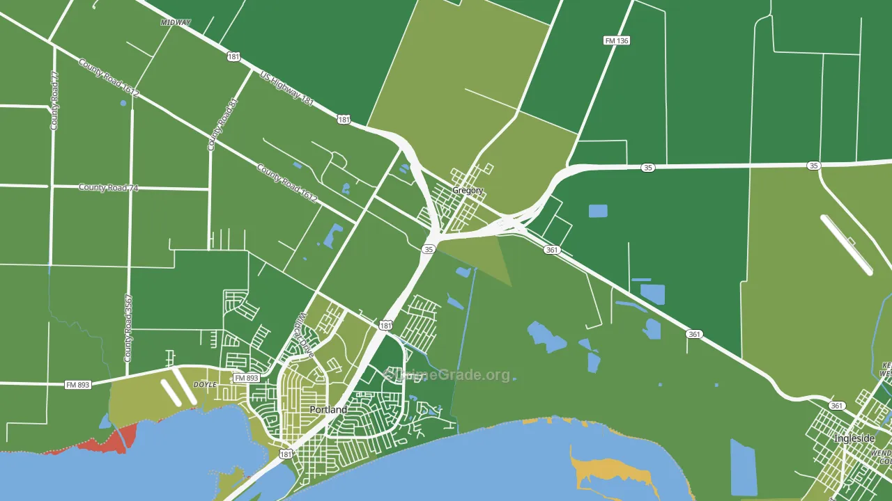 Gregory, TX Map of Vehicle Theft Rates