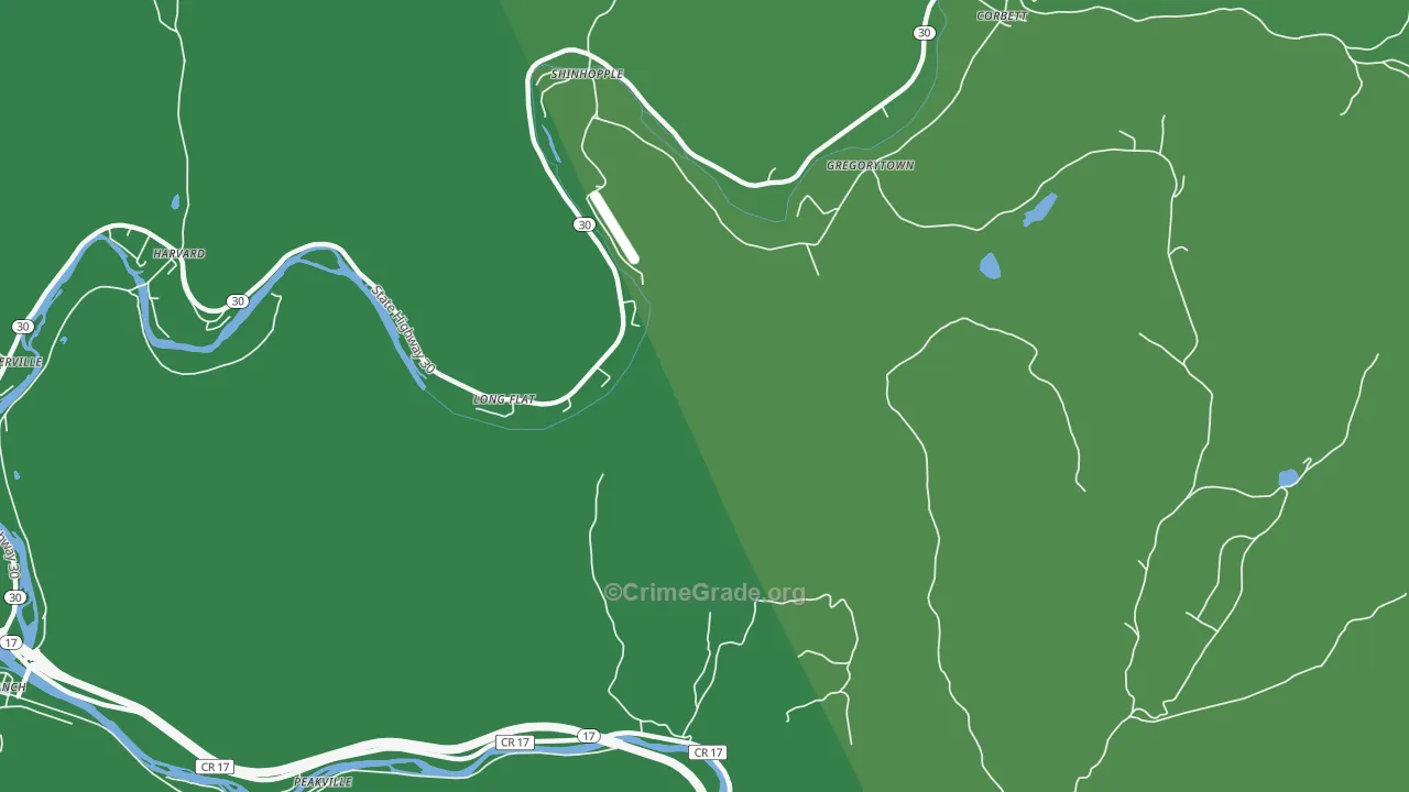 Gregorytown, NY Map of Vehicle Theft Rates