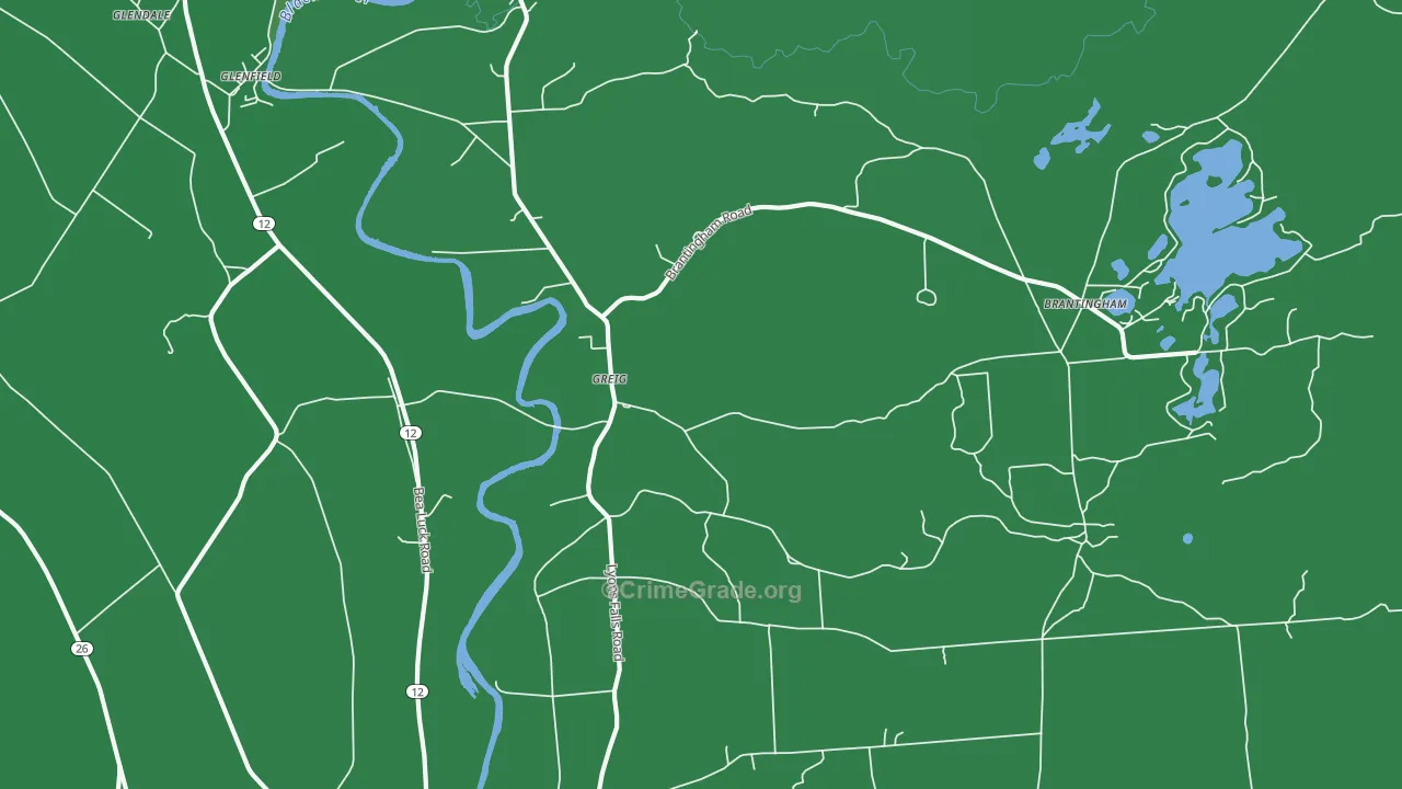 Greig, NY Map of Vehicle Theft Rates