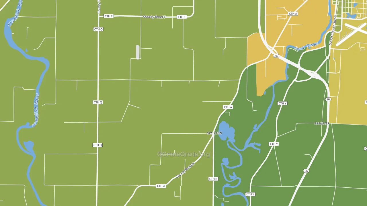 Grellton, WI Map of Vehicle Theft Rates