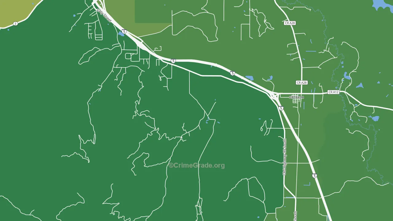 Grenada, CA Map of Vehicle Theft Rates