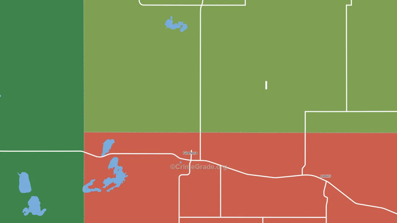 Grenora, ND Map of Vehicle Theft Rates