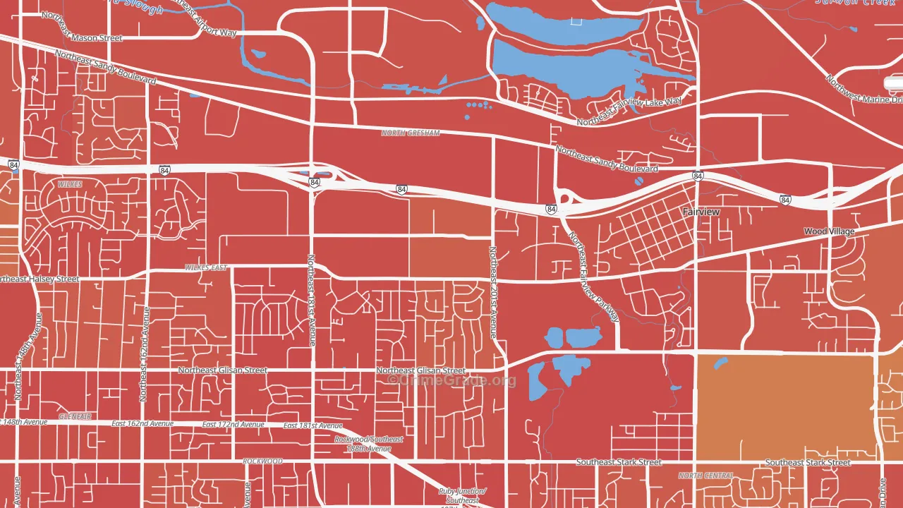 Gresham-North Gresham, Gresham, OR Map of Vehicle Theft Rates