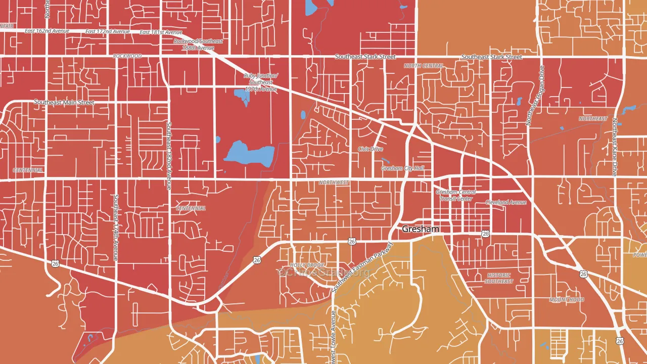 Gresham-Northwest, Gresham, OR Map of Vehicle Theft Rates