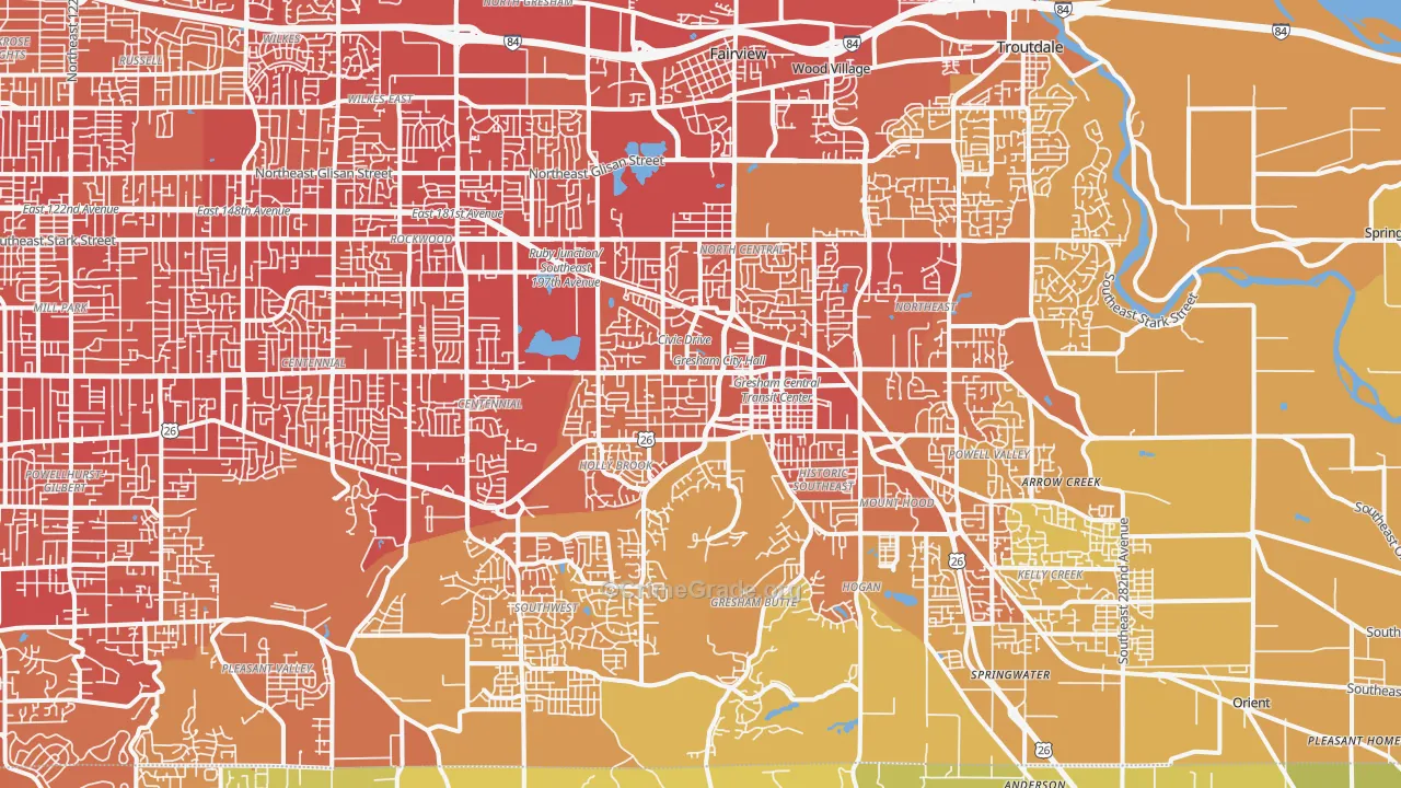 Gresham, OR Map of Vehicle Theft Rates