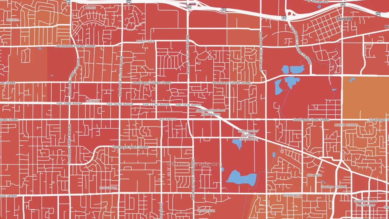 Gresham-Rockwood, Gresham, OR Map of Vehicle Theft Rates