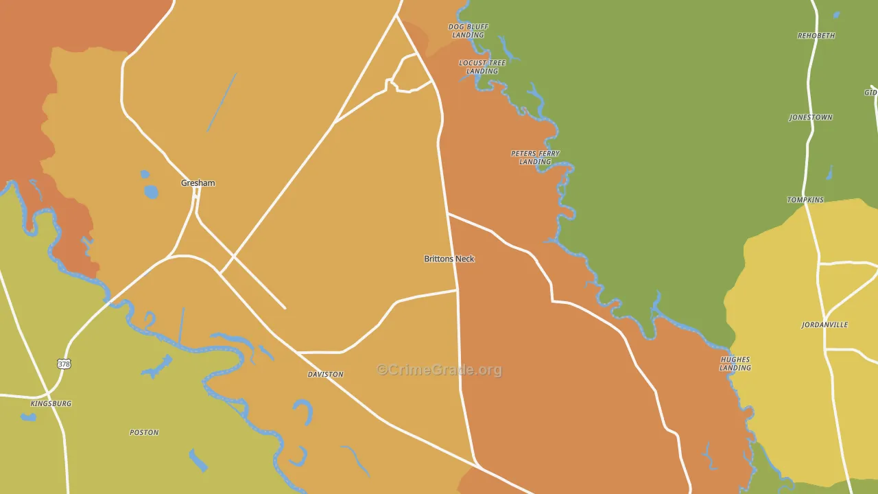 Gresham, SC Map of Vehicle Theft Rates