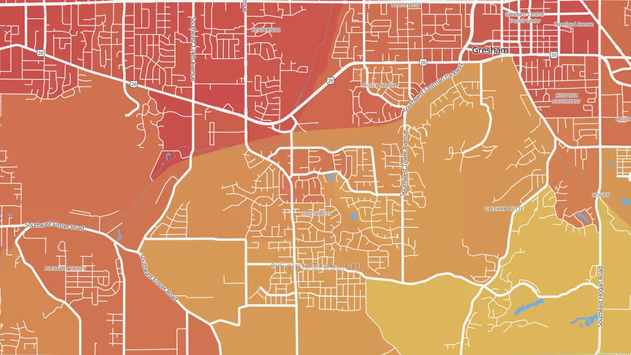 Gresham-Southwest, Gresham, OR Map of Vehicle Theft Rates