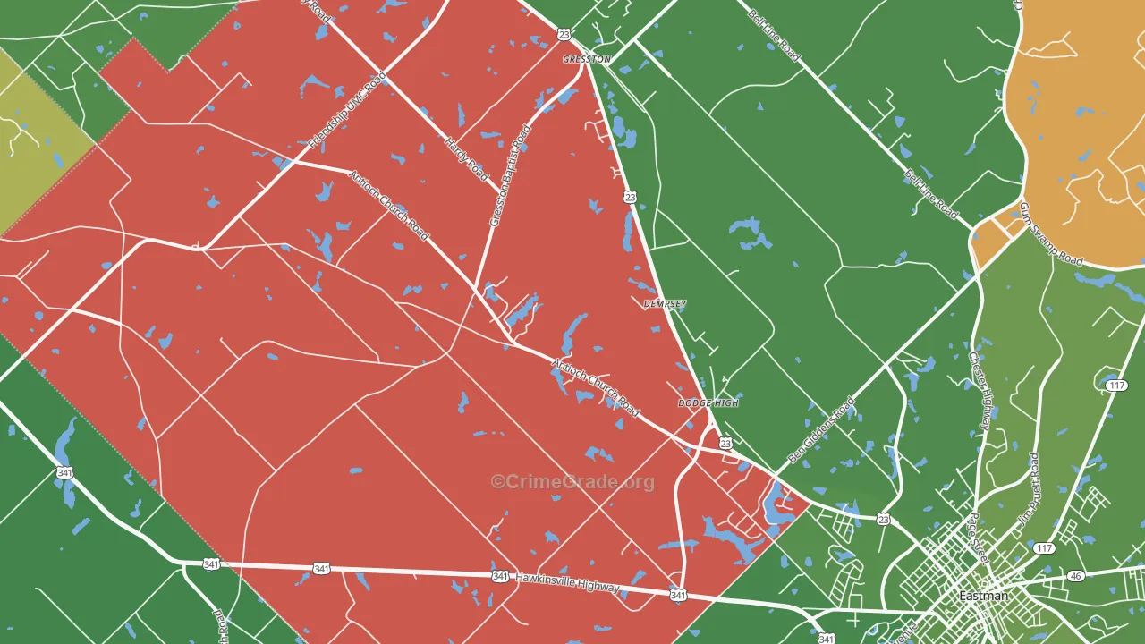 Gresston, GA Map of Vehicle Theft Rates